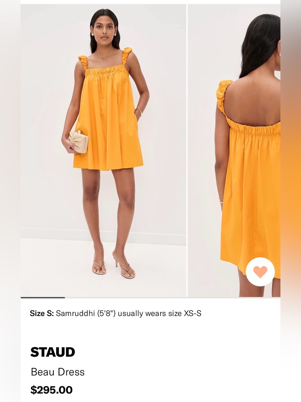 STAUD Bright Yellow Gathered Dress